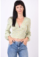 Bluza Dama Only Onlpella V-Neck Light Green Small Flower